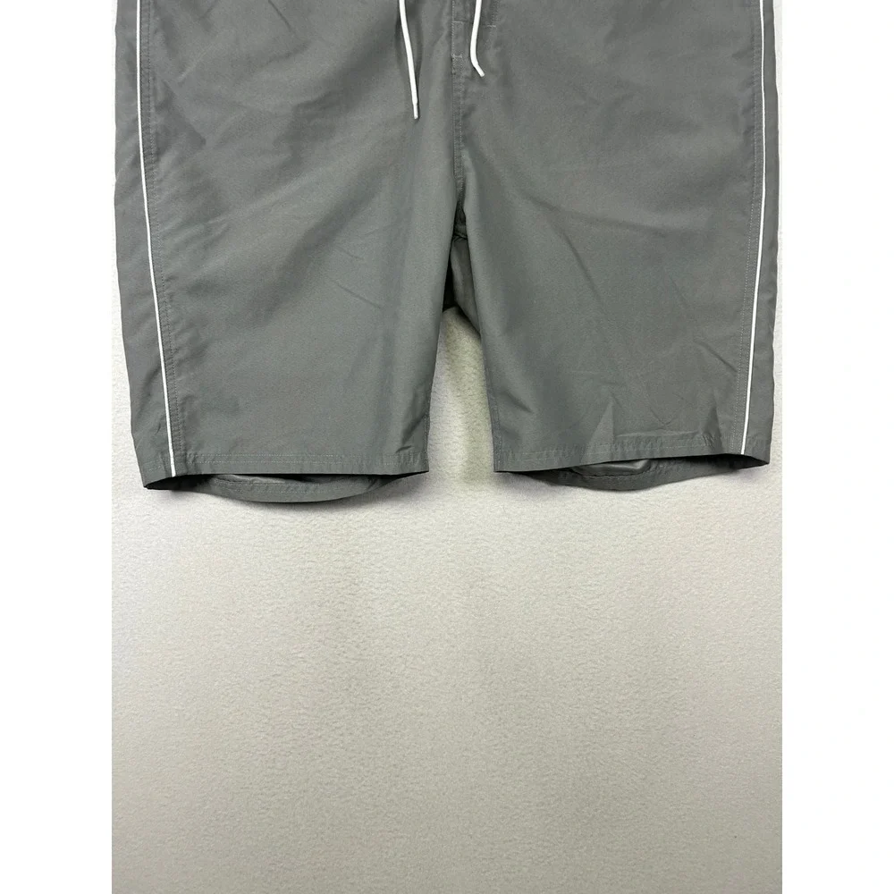 Surf Beach Old Navy Mens 40 Gray Board Shorts‎ White Piping Swim Trunks 6897